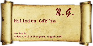 Milisits Géza névjegykártya